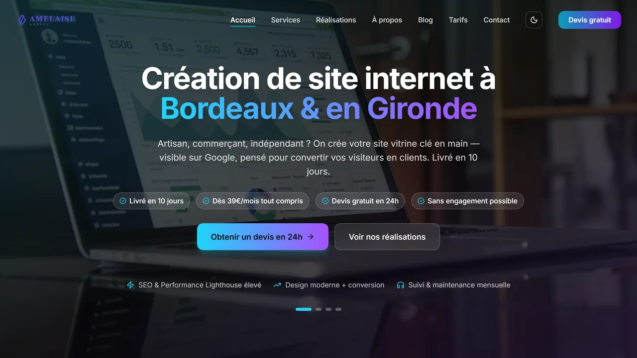 Aperçu du site Portfolio — Dev Freelance